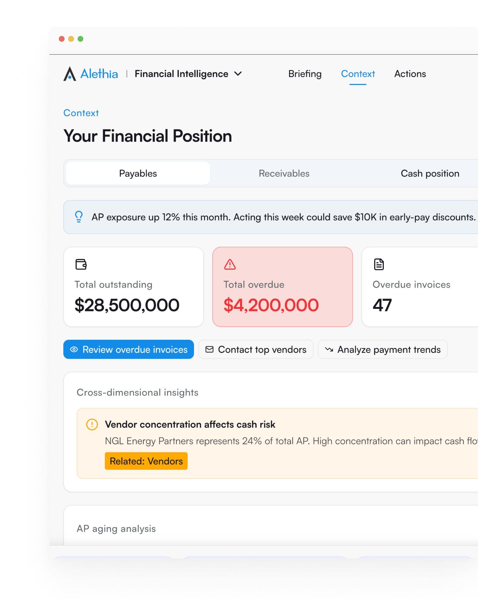 Alethia Financial Intelligence platform interface